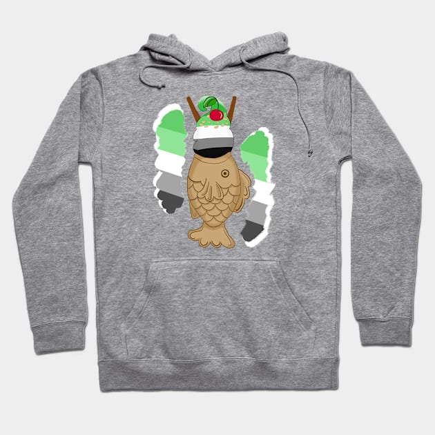 Pride Taiyaki Ice cream-Aromantic flag Hoodie by VixenwithStripes